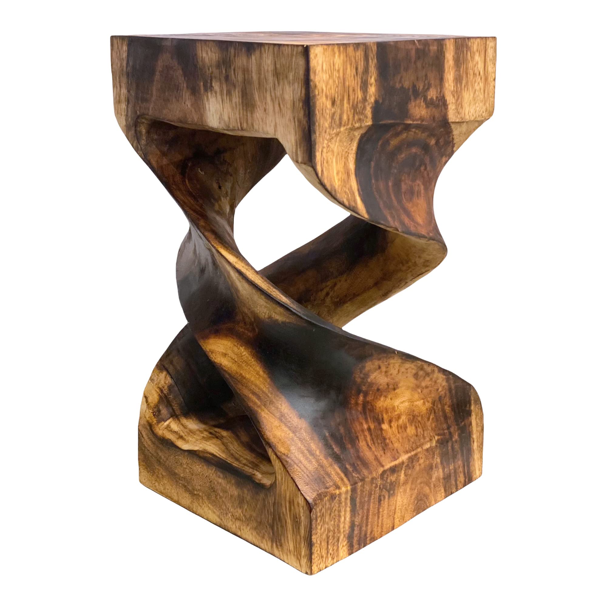 Wooden side table - wooden stool coffee table - flambéed handmade - turned from solid suar wood - 50x28x28 cm