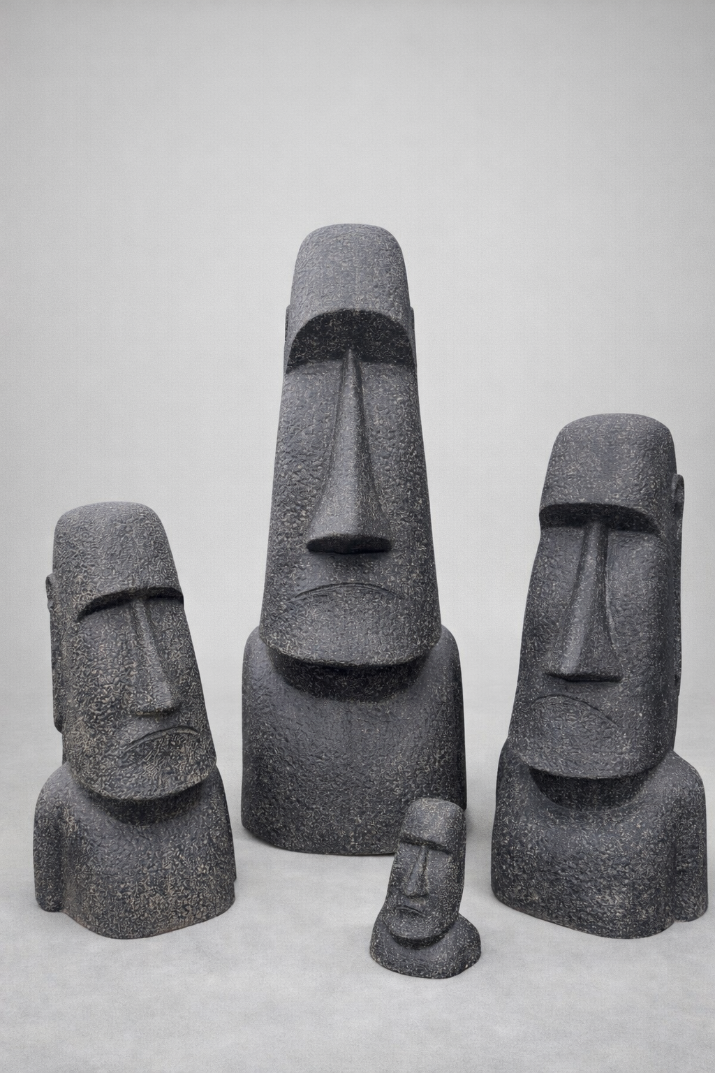 Moai Kopf Statue - Garten Deko Skulptur - Wetterfest - Rapa-Nui Osterinsel-Figur aus Glasfaserbeton Grau - 150x49x47 cm