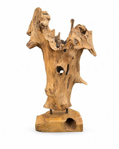 Teakholz Deko-Skulptur – Naturbelassenes Wurzelholz Unikat für Wohn- & Gartenbereiche