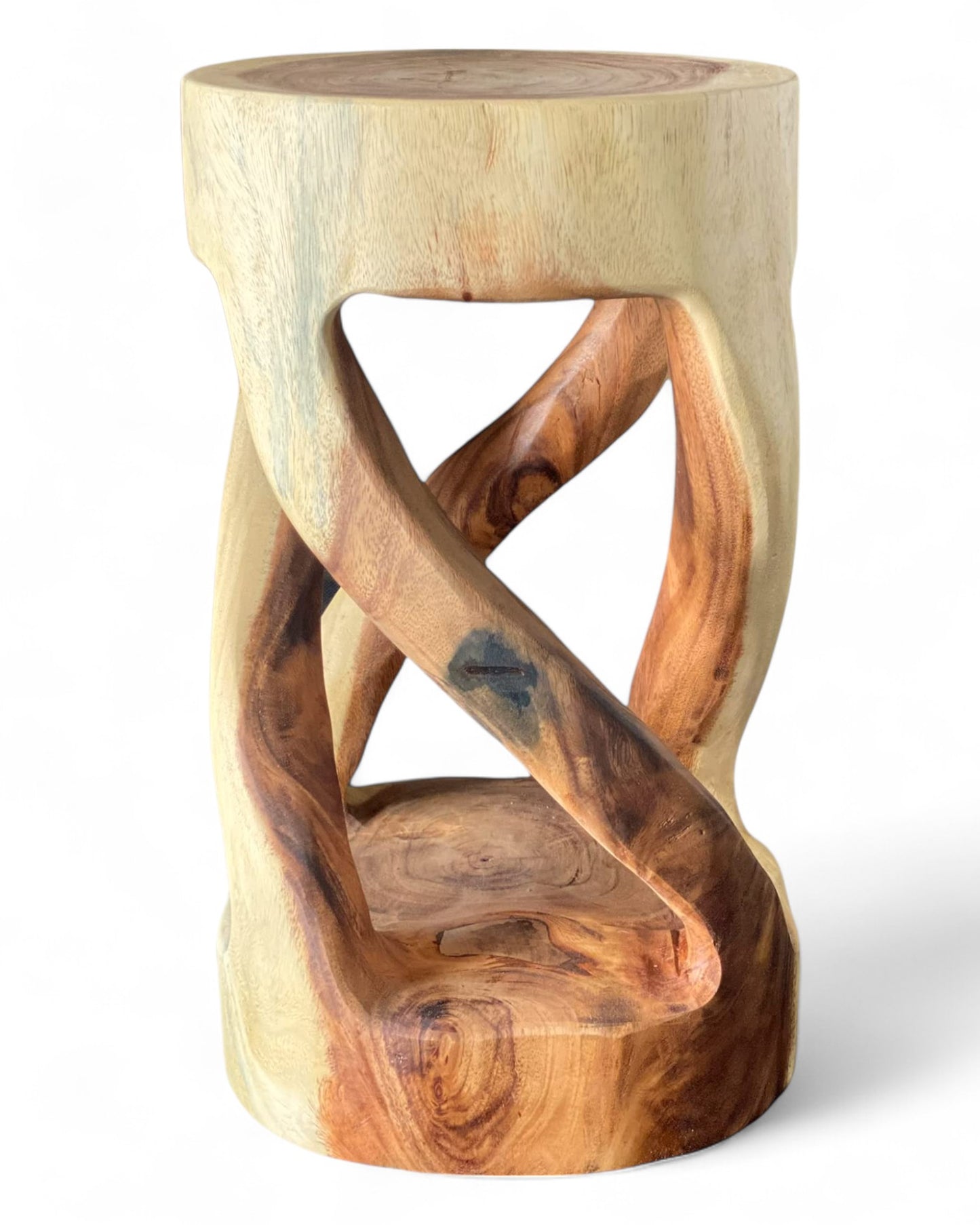 Holzhocker - Beistelltisch Blumenhocker Ablagetisch - Unikat Handgefertigt  - Rund Gedreht aus massivem Suarholz - 50x28x28 cm