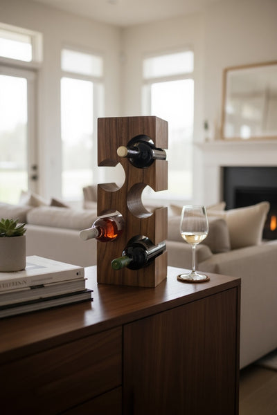 Weinregal Massiv - Küchen Wohnzimmer Deko Weinhalter - Handgefertigt Edel Hochwertig - Eckig aus Suarholz - 50/70/100x19,5x14,5 cm