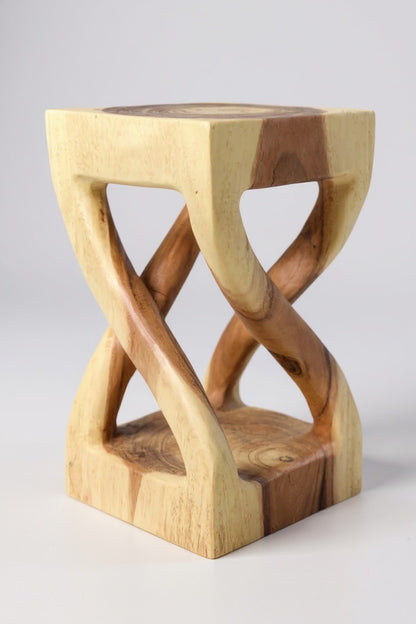 Table d'appoint en bois - table basse tabouret en bois - fait main - tourné en bois de suar massif clair - 50x28x28 cm