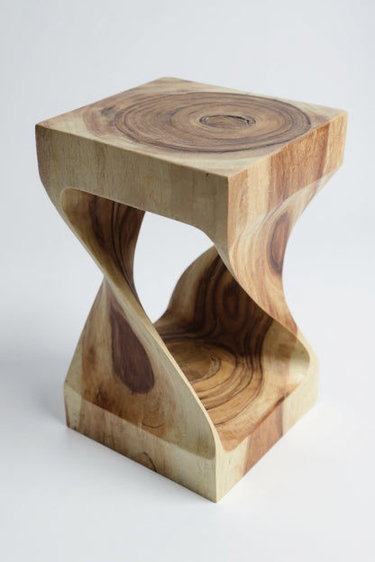 Tabouret en bois - table d'appoint, tabouret à fleurs, table de rangement - unique, fait main - tourné en bois massif de Saman - 50x28x28 cm