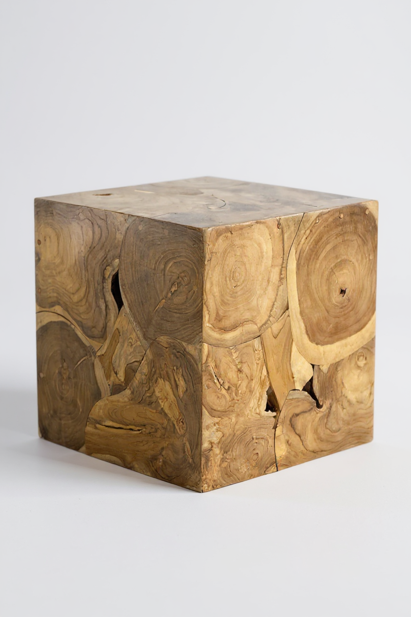 Table d'appoint en mosaïque de bois - table basse, table de chevet, tabouret pour plantes - fait main - 40&amp;60x40x40 cm