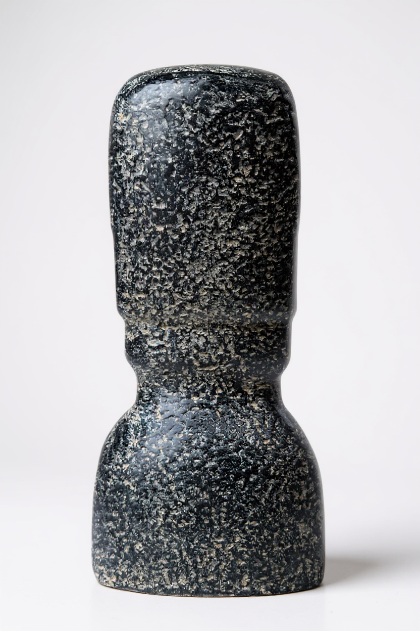 Statue de tête de Moaï - Sculpture décorative de jardin - Résistante aux intempéries - Figurine de l'île de Pâques Rapa Nui en béton de fibre de verre gris - 40x20x15 cm