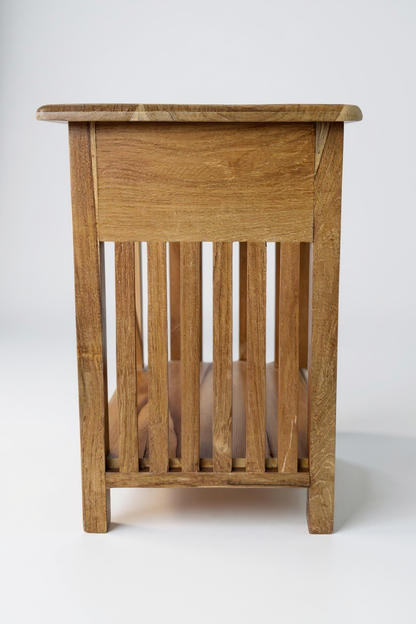 Table de chevet en bois – table d’appoint table de nuit – look vintage en bois de teck massif – 50x40x30 cm