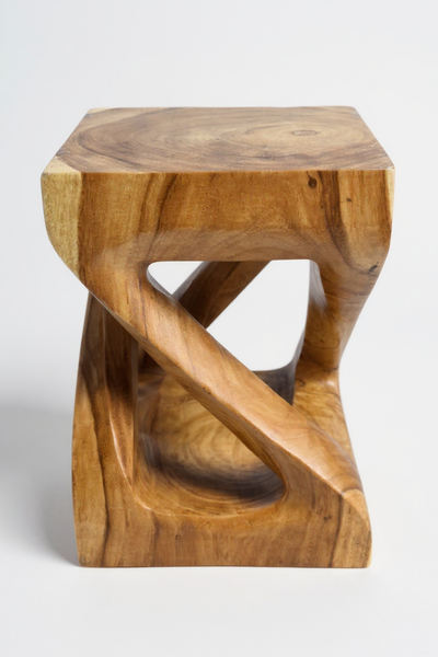 Table d'appoint en bois - table basse tabouret en bois - fait main - tourné angulairement en bois de suar massif - 50x28x28 cm 