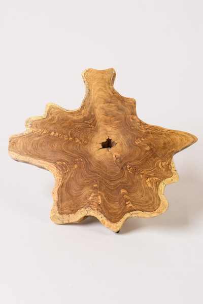 Wooden side table – coffee table storage table – handmade – tree cross-section table top made of yew wood – 40-80x40-60 cm