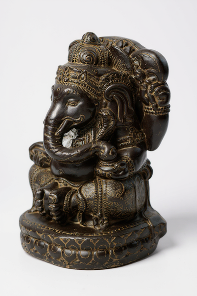 Ganesha Skulptur - Deko Raumdeko Kunstwerk - Hindu Gottheit des Glückes - Steingemisch Elefant Gelb - 45x25x25 cm