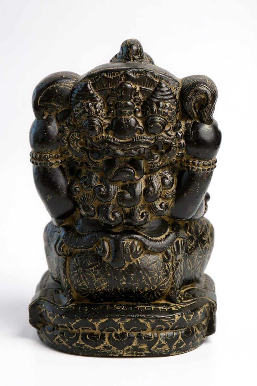 Sculpture de Ganesh - Décoration de pièce - Déité hindoue de la bonne chance - Mélange de pierres Éléphant jaune - 45x25x25 cm