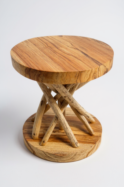 Holz Beistelltisch – Holzhocker Couchtisch – Handgefertigt – Verzweigt aus Suar- und Teakholz – 50x40x40 cm