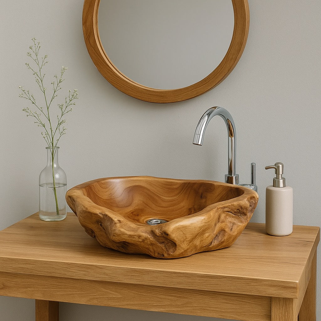 Burl Wood Sink - Bathroom - Handmade Natural Accents - Teak Root - Various Sizes