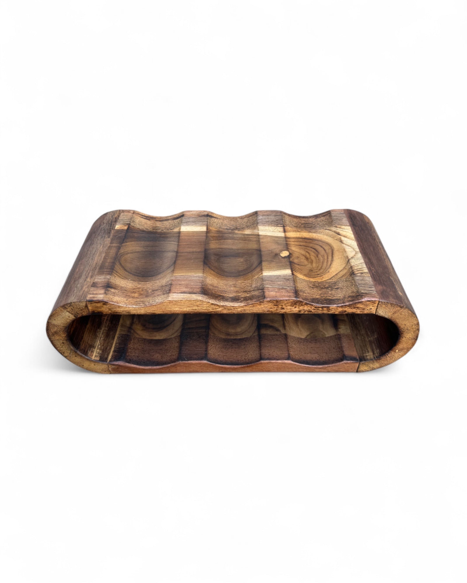 Akazienholz Weinregal - Flaschenhalter für 6 Flaschen - Robust - Flambierte Holzmaserung - 46x19x15 cm - FaHome