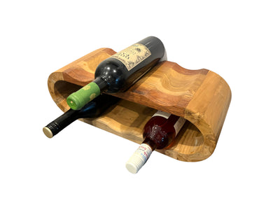 Akazienholz Weinregal - Flaschenhalter für 6 Flaschen - Robust - Natürliche Holzmaserung - 46x19x15 cm