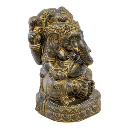 Ganesha Skulptur - Deko Raumdeko Kunstwerk - Hindu Gottheit des Glückes - Steingemisch Elefant Gelb - 45x25x25 cm - FaHome
