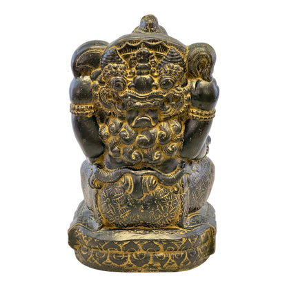 Ganesha Skulptur - Deko Raumdeko Kunstwerk - Hindu Gottheit des Glückes - Steingemisch Elefant Gelb - 45x25x25 cm - FaHome