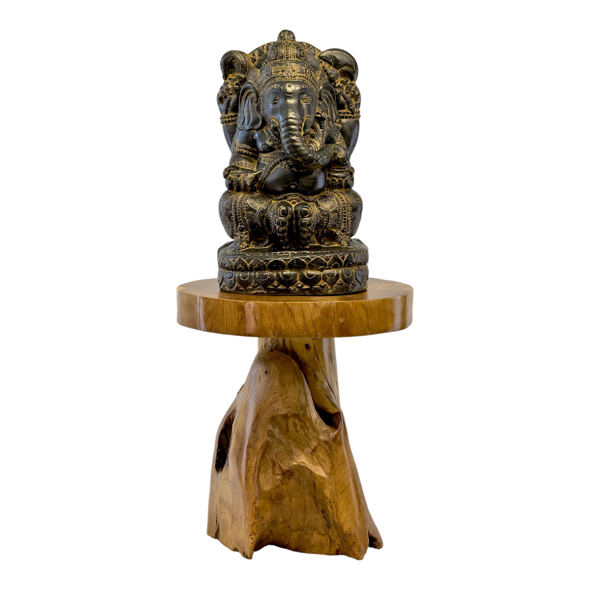 Ganesha Skulptur - Deko Raumdeko Kunstwerk - Hindu Gottheit des Glückes - Steingemisch Elefant Gelb - 45x25x25 cm - FaHome
