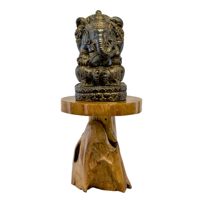Ganesha Skulptur - Deko Raumdeko Kunstwerk - Hindu Gottheit des Glückes - Steingemisch Elefant Gelb - 45x25x25 cm - FaHome