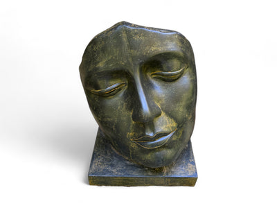 Gesichtsskulptur - Garten, Terrasse - Robust und ästhetisch – Schlafendes Gesicht - Gelblich aus Glasfaserbeton – 85 cm - FaHome