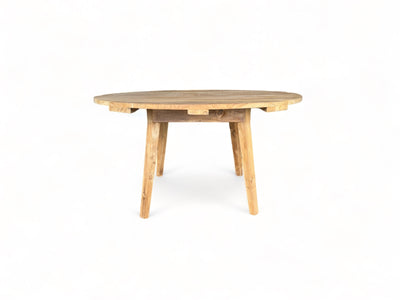 Table de jardin en teck faite main - Pièce unique au charme naturel pour l'intérieur et l'extérieur - Naturel - 120 et 150 cm de diamètre - 80 cm de hauteur