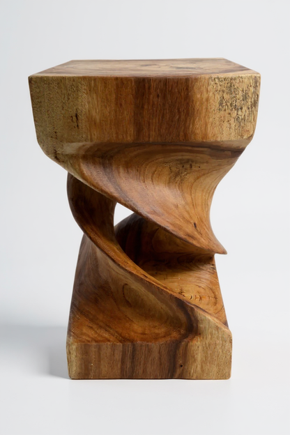 Table d'appoint en bois - table basse tabouret en bois - fait main - tourné en bois de suar massif - 50x28x28 cm