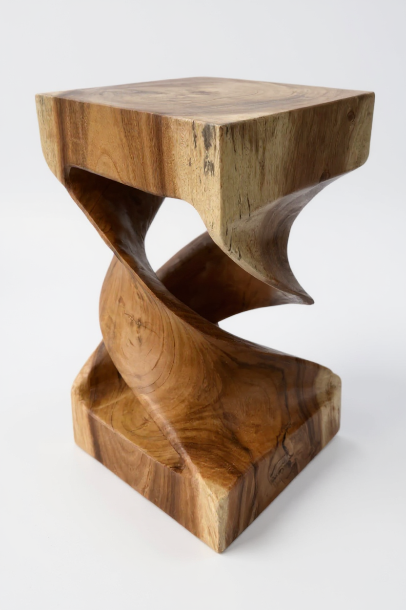 Table d'appoint en bois - table basse tabouret en bois - fait main - tourné en bois de suar massif - 50x28x28 cm