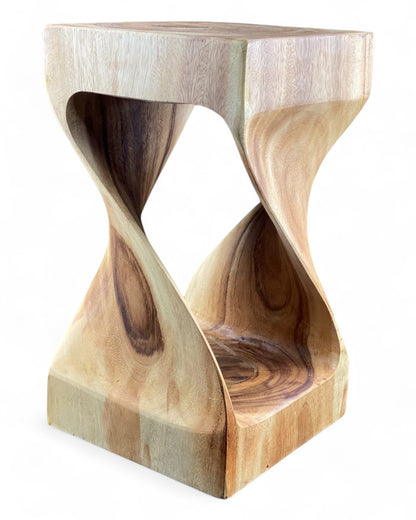 Wooden stool - side table, flower stool, storage table - unique, handmade - turned from solid Saman wood - 50x28x28 cm