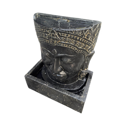 Khmer Kopf Springbrunnen - Garten Deko Wasserfall - Wetterfest - Steinguss Buddha Wasserspiel -  57x48,5x28 cm