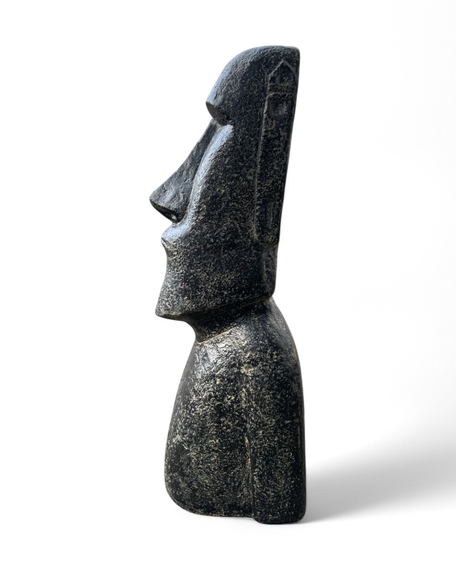 Moai Kopf Statue - Garten Deko Skulptur - Wetterfest - Rapa-Nui Osterinsel-Figur aus Glasfaserbeton Grau - 120x46x40 cm