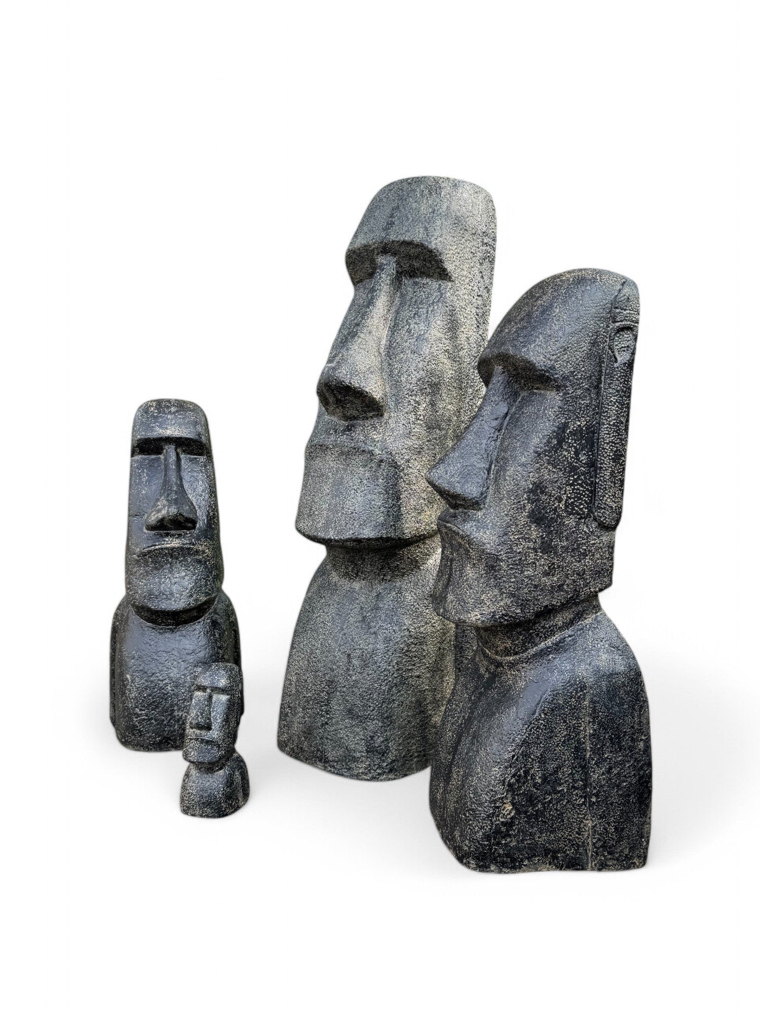 Moai Kopf Statue - Garten Deko Skulptur - Wetterfest - Rapa-Nui Osterinsel-Figur aus Glasfaserbeton Grau - 200x70x60 cm