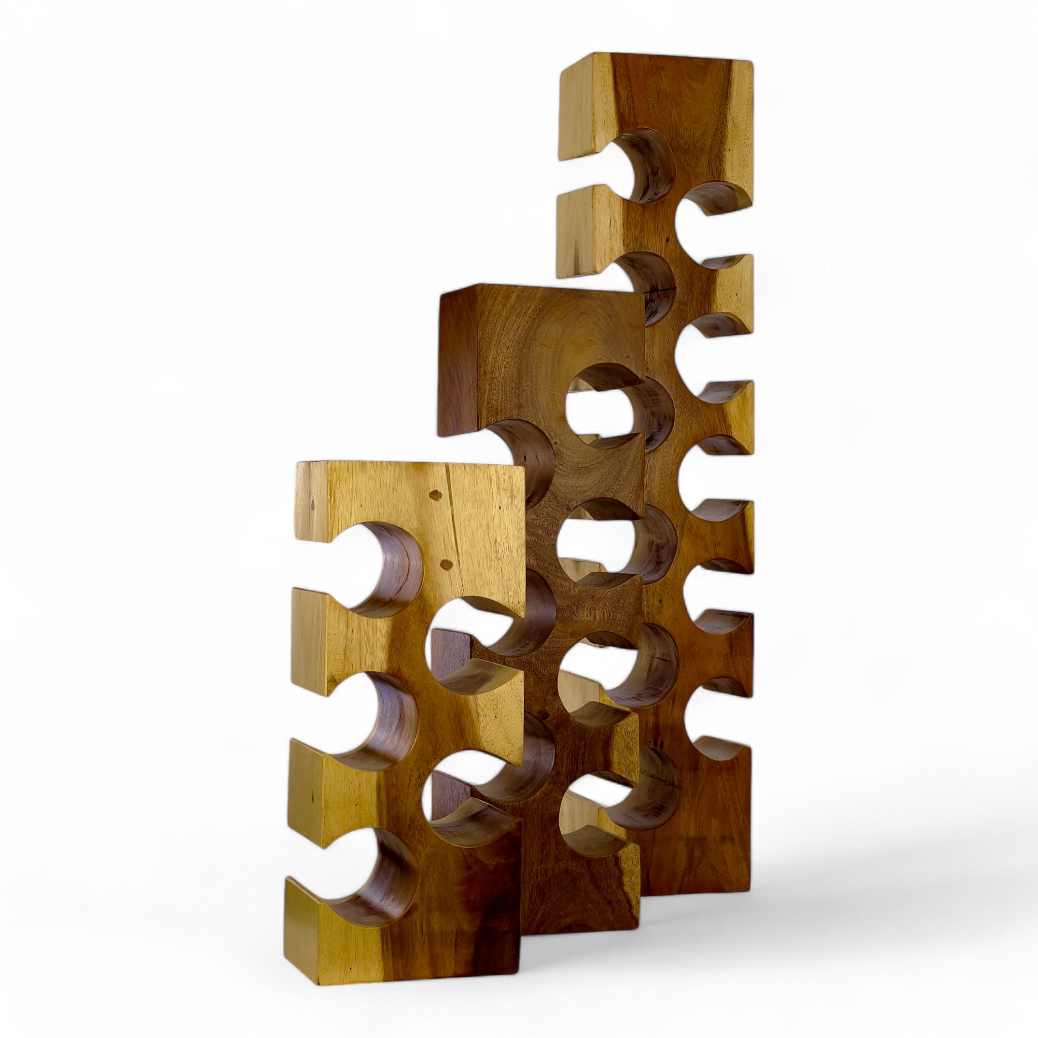 Solid wine rack - kitchen living room decoration wine holder - handmade noble high-quality - square made of Suar wood - 50/70/100x19.5x14.5 cm