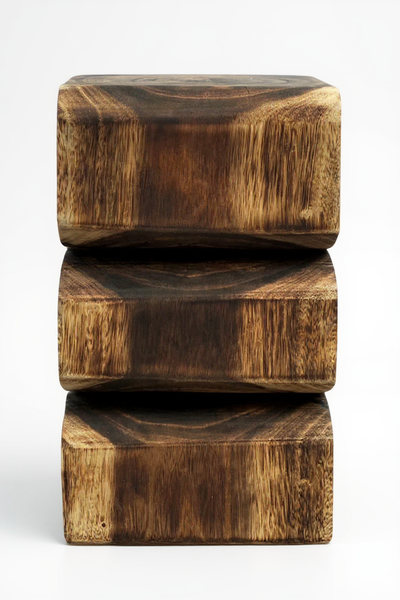 Tabouret en bois - table d'appoint tabouret à fleurs table de rangement - fait main - serpent flambé en bois de suar massif - 50x30x30 cm