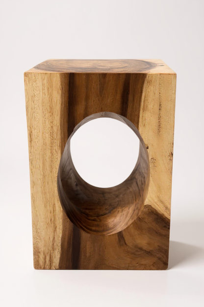 Wooden side table – coffee table flower stool – handmade – square with O-neck suar wood – 45x30x30 cm
