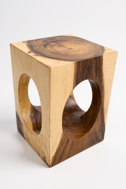 Wooden side table – coffee table flower stool – handmade – square with O-neck suar wood – 45x30x30 cm