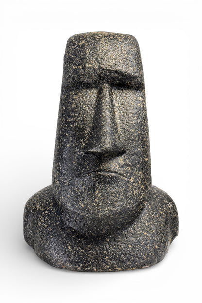 Moai Kopf Statue - Garten Deko Skulptur - Wetterfest - Rapa-Nui Osterinsel-Figur aus Glasfaserbeton Grau - 40x30x20 cm