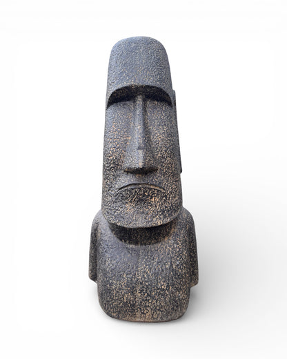 Moai Kopf Statue - Garten Deko Skulptur - Wetterfest - Rapa-Nui Osterinsel-Figur aus Glasfaserbeton Grau - 120x46x40 cm