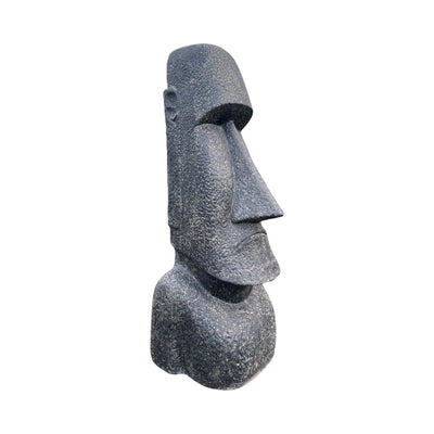 Moai Head Statue - Garden Decoration Sculpture - Weatherproof - Rapa Nui Easter Island Figure made of Fiberglass Concrete Gray - 150x49x47 cm
