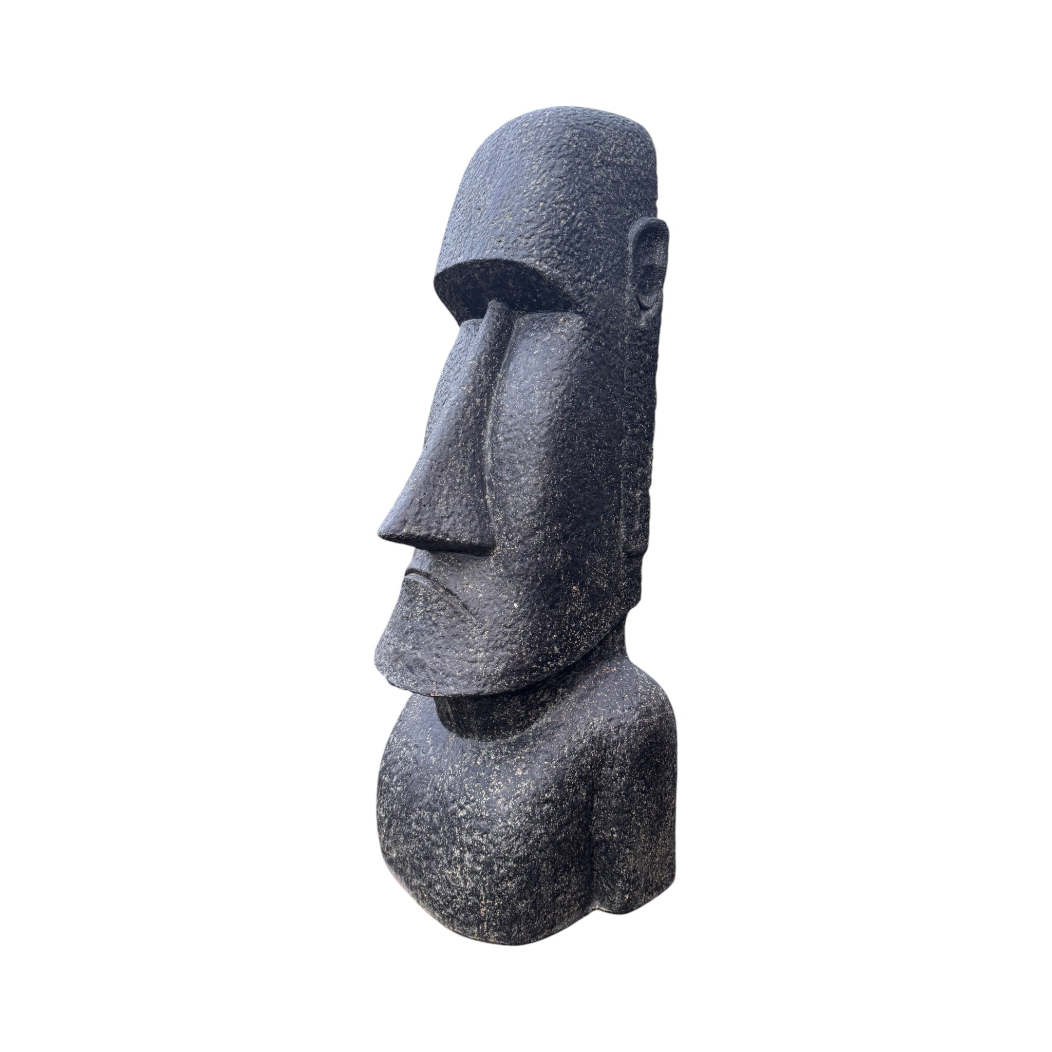 Moai Kopf Statue - Garten Deko Skulptur - Wetterfest - Rapa-Nui Osterinsel-Figur aus Glasfaserbeton Grau - 150x49x47 cm