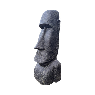 Moai Head Statue - Garden Decoration Sculpture - Weatherproof - Rapa Nui Easter Island Figure made of Fiberglass Concrete Gray - 150x49x47 cm