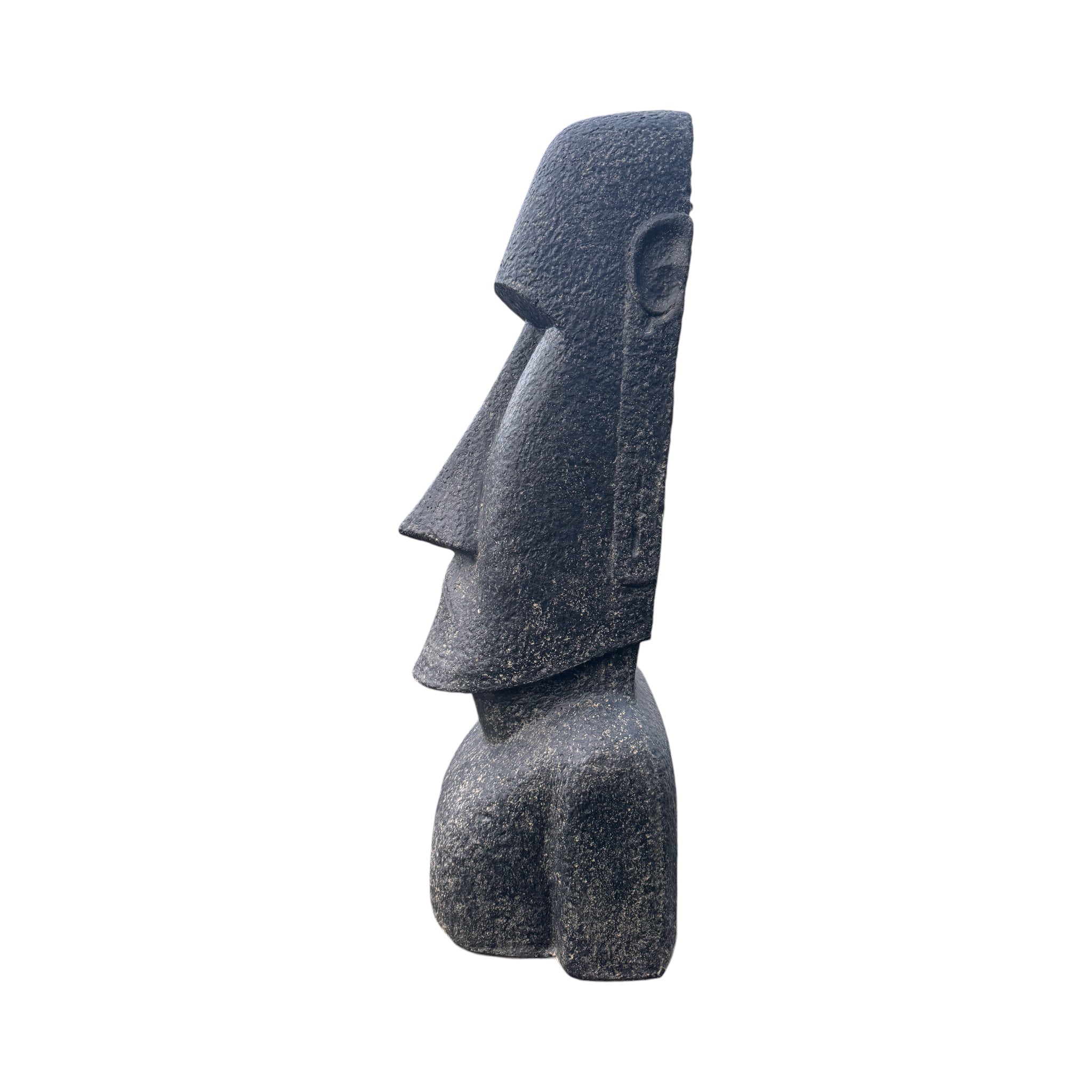Moai Kopf Statue - Garten Deko Skulptur - Wetterfest - Rapa-Nui Osterinsel-Figur aus Glasfaserbeton Grau - 150x49x47 cm