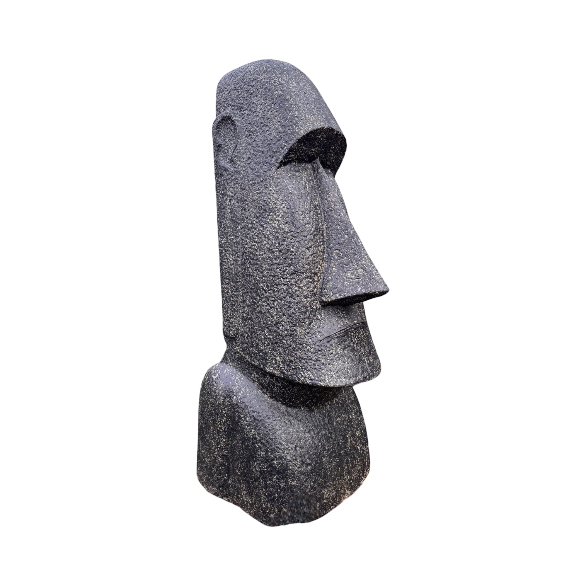 Moai Kopf Statue - Garten Deko Skulptur - Wetterfest - Rapa-Nui Osterinsel-Figur aus Glasfaserbeton Grau - 200x70x60 cm