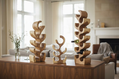 Casier à vin massif - décoration de cuisine salon porte-vin - fait main noble de haute qualité - forme de sapin en bois de suar - 30/50/70/100x27x18 cm