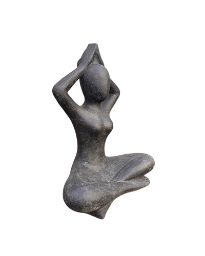 Yoga Figur sitzend – Wohnzimmer Garten Innen Außen Deko – Massive Ausführung – Steinoptik Skulptur Meditation schwarz – in 3 Größen
