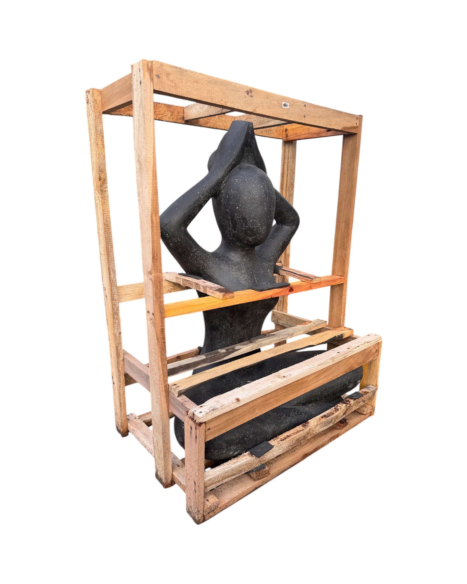 Yoga Figur sitzend – Wohnzimmer Garten Innen Außen Deko – Massive Ausführung – Steinoptik Skulptur Meditation schwarz – in 3 Größen