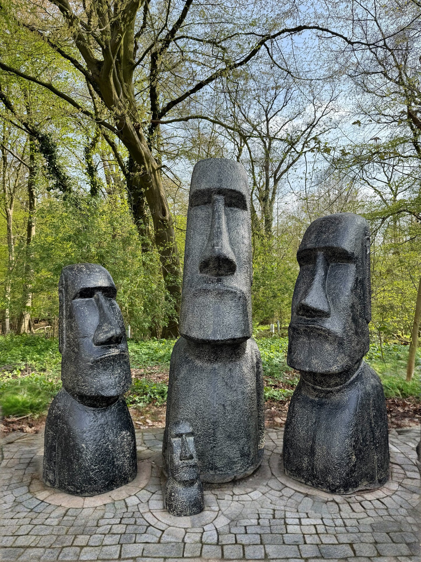 Moai Rapa-Nui statue approx. 40 cm made of lava sand Easter Island figure garden decoration head stone grey