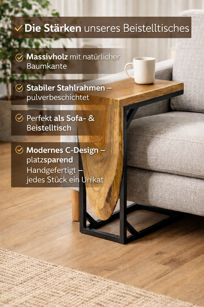 Multifunctional side table - coffee table storage table - C-frame - teak wood - 50x40x20 cm