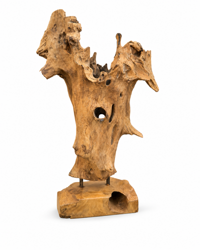 Teakholz Skulptur - Handgefertigt - Natürliche Maserung - 40x22x18 cm