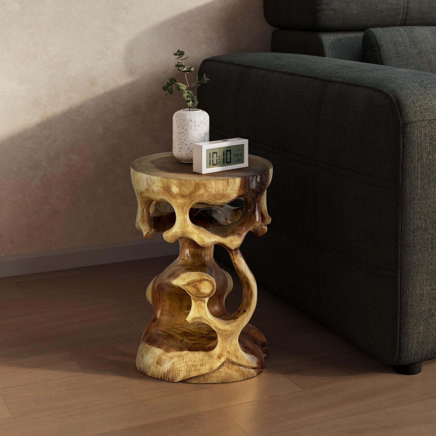 Wooden stool round natural wood stool furniture approx. 40 cm flower stool solid unique side table storage table
