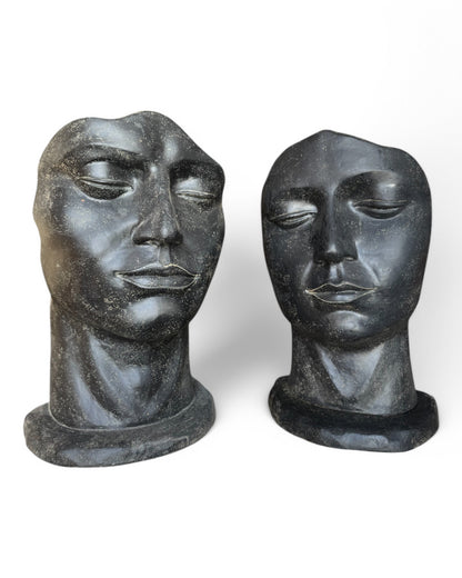Männliche Gesichtsskulptur - Garten, Terrasse, Eingangsbereich - Robust und ästhetisch – Schlafendes Gesicht aus Betonguss – 125x77x50 cm