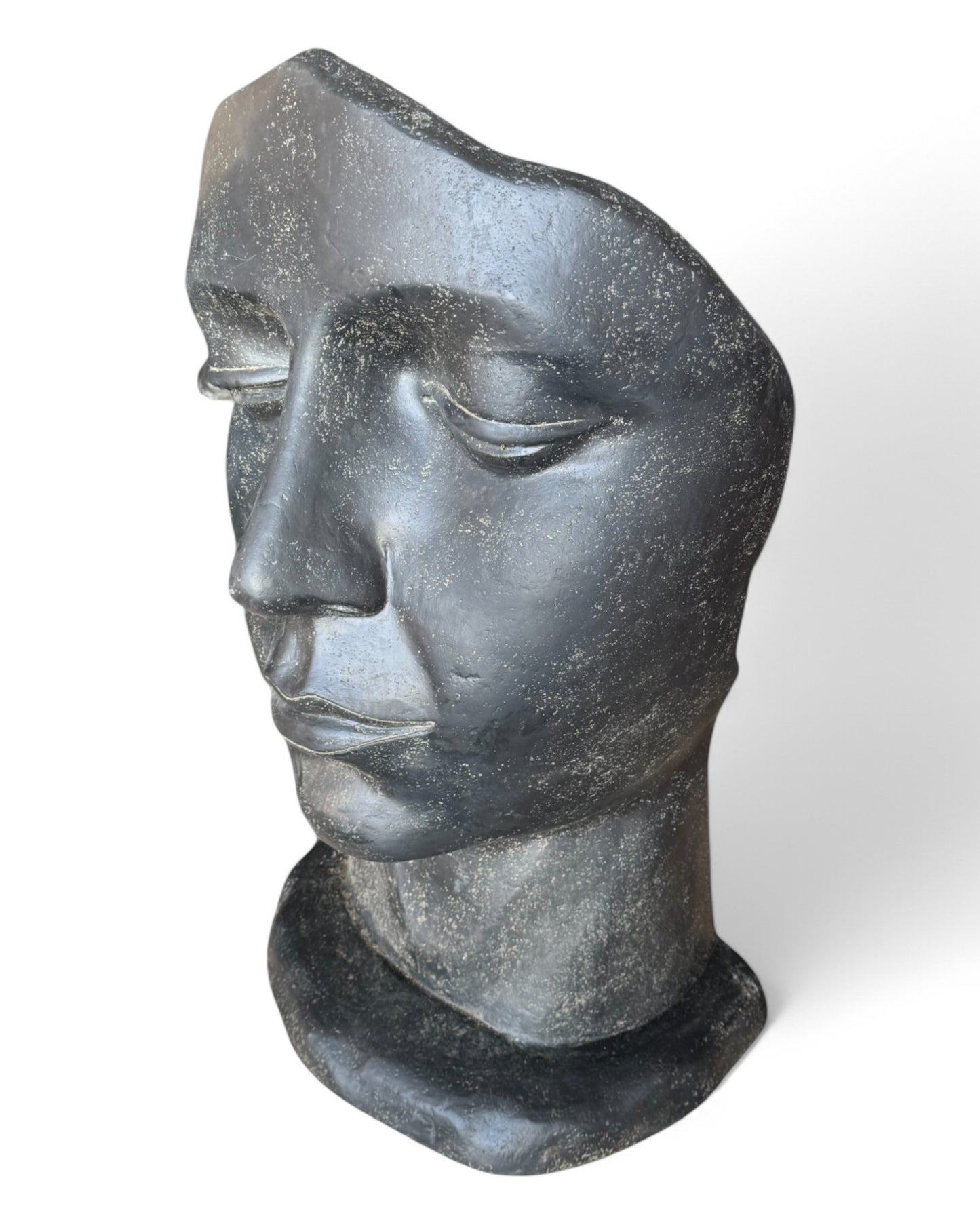 Weibliche Gesichtsskulptur - Garten, Terrasse, Eingangsbereich - Robust und ästhetisch – Schlafendes Gesicht aus Betonguss – 118x70x47 cm